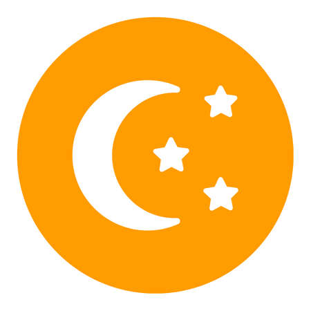 Moon and star vector white glyph icon. Camping and Hiking sign. Graph symbol for travel and tourism web site and apps design, logo, app, UIのイラスト素材
