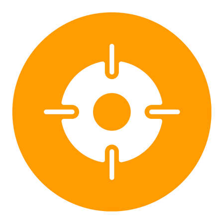 Crosshairs target destination vector white glyph icon. Navigation sign. Graph symbol for travel and tourism web site and apps design, logo, app, UIのイラスト素材