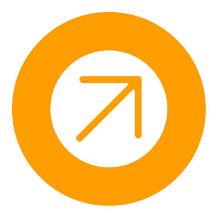 Arrow right top vector white glyph icon. Navigation sign. Graph symbol for travel and tourism web site and apps design, logo, app, UIのイラスト素材