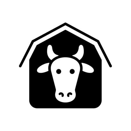 Cowshed glyph icon. Farm animal sign. Graph symbol for your web site design, logo, app, UI. Vector illustrationのイラスト素材