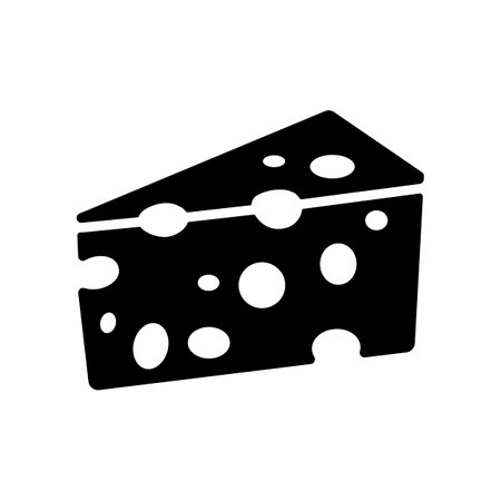 Piece of cheese glyph icon. Farm animal sign. Graph symbol for your web site design, logo, app, UI. Vector illustrationのイラスト素材