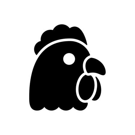 Chicken glyph icon. Animal head. Farm sign. Graph symbol for your web site design, logo, app, UI. Vector illustrationのイラスト素材