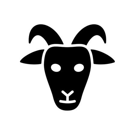 Goat glyph icon. Animal head. Farm sign. Graph symbol for your web site design, logo, app, UI. Vector illustrationのイラスト素材