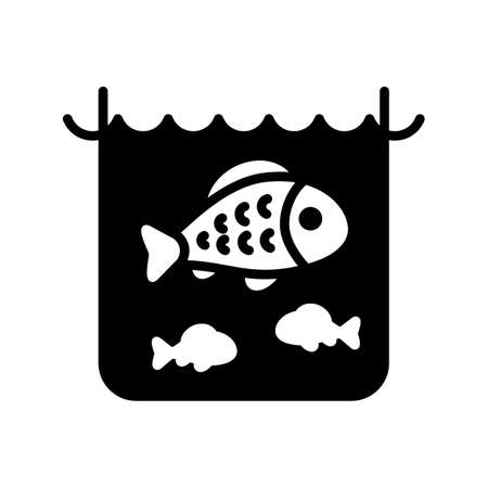 Fish in a pond or aquarium glyph icon. Farm animal sign. Graph symbol for your web site design, logo, app, UI. Vector illustrationのイラスト素材