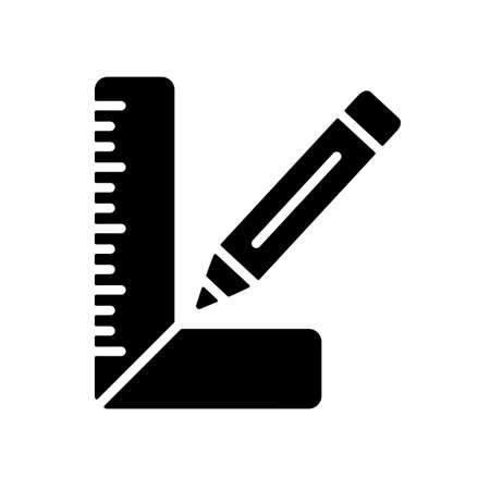 Carpenter square and pencil vector glyph icon. Construction, repair and building. Graph symbol for your web site design, logo, app, UIのイラスト素材
