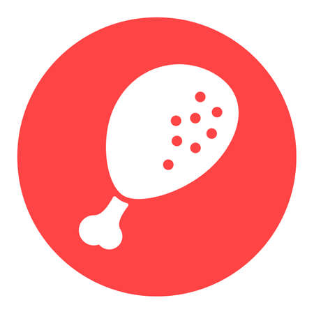 Chicken leg white glyph icon. Farm animal sign. Graph symbol for your web site design, logo, app, UI. Vector illustrationのイラスト素材