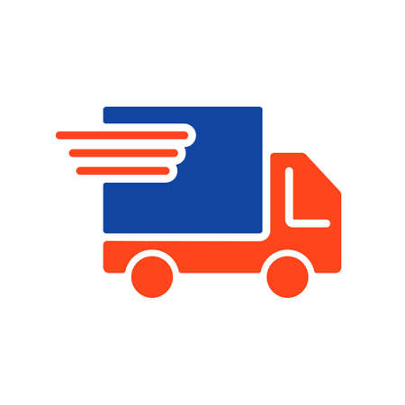 Fast shipping delivery truck vector flat glyph icon. E-commerce sign. Graph symbol for your web site design, logo, app, UIのイラスト素材