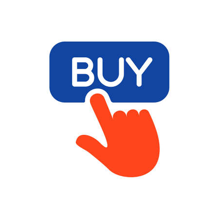 Finger pointing to buy sign glyph icon. E-commerce sign. Graph symbol for your web site design, logo, app, UI. Vector illustration, EPS10.のイラスト素材