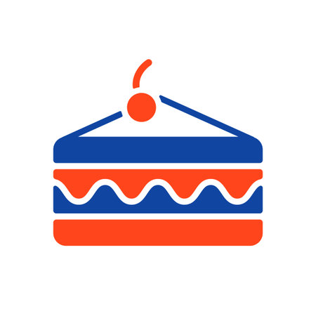 Piece of cake vector glyph icon. Fast food sign. Graph symbol for cooking web site and apps design,...