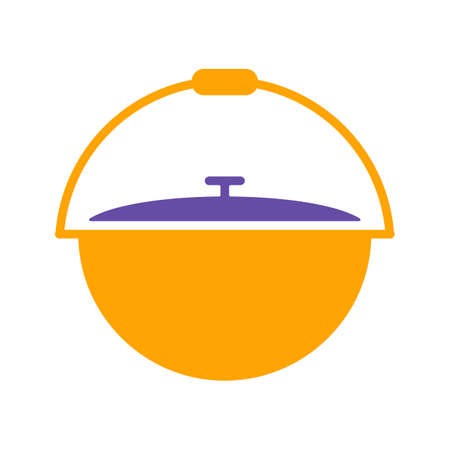 Camping cauldron from metal vector glyph icon. Kitchen appliance. Graph symbol for cooking web site design, logo, app, UIのイラスト素材