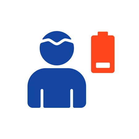 Novel Coronavirus symptoms weakness vector glyph icon. Stress low battery. Graph symbol for medical web site and apps design, logo, app, UIのイラスト素材