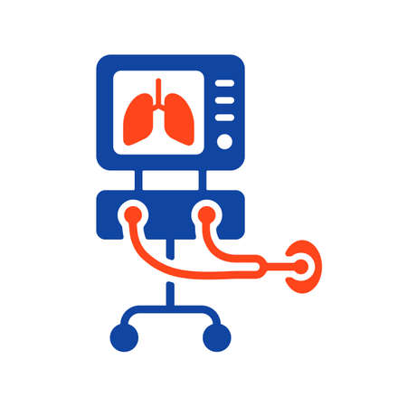 ICU ventilator vector glyph icon, medical therapy for lungs ventilation. Intensive care for COVID-19. Medical sign. Coronavirusのイラスト素材