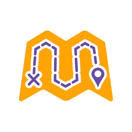 Map with route vector glyph icon. Navigation sign. Graph symbol for travel and tourism web site and apps design, logo, app, UIのイラスト素材