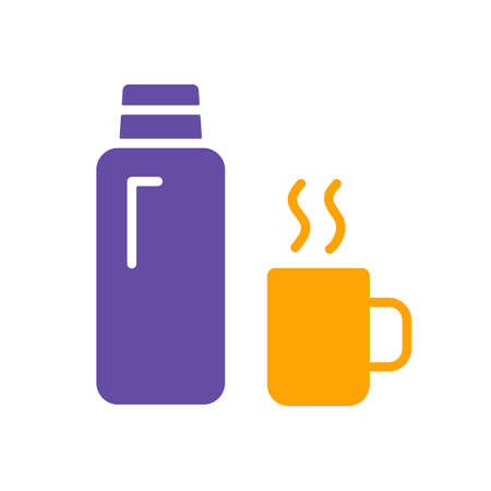 Thermo bottle vector glyph icon. Camping and Hiking sign. Graph symbol for travel and tourism web site and apps design, logo, app, UIのイラスト素材