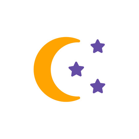 Moon and star vector glyph icon. Camping and Hiking sign. Graph symbol for travel and tourism web site and apps design, logo, app, UIのイラスト素材