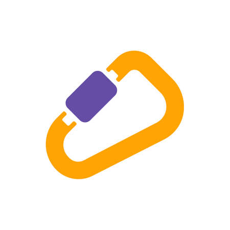 Carabiner vector glyph icon. Camping and Hiking sign. Graph symbol for travel and tourism web site and apps design, logo, app, UIのイラスト素材