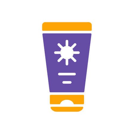 Sunscreen cream in tube flat vector glyph icon. Summer sign. Graph symbol for travel and tourism web site and apps design, logo, app, UIのイラスト素材