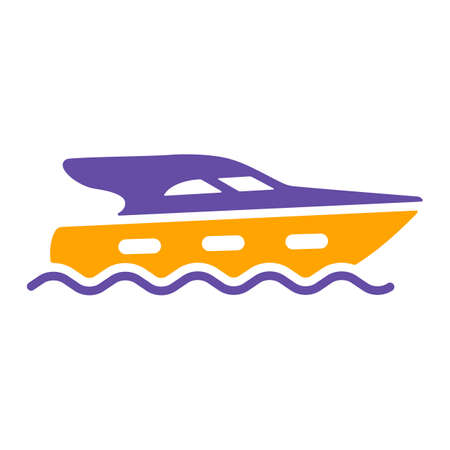 Cruising motor yacht flat vector glyph icon. Graph symbol for travel and tourism web site and apps design, logo, app, UIのイラスト素材