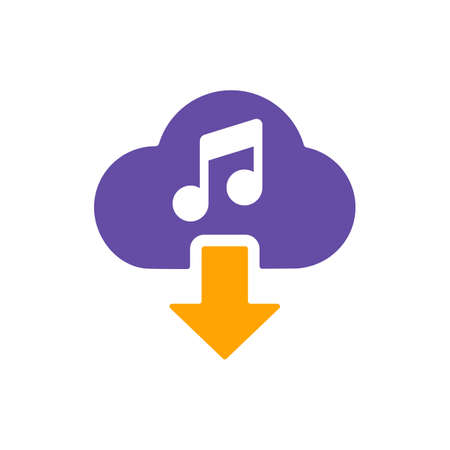 Cloud download music icon vector glyph icon. Music sign. Graph symbol for music and sound web site and apps design, logo, app, UIのイラスト素材
