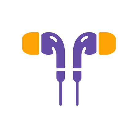 Earbuds headphone vector flat glyph icon. Music sign. Graph symbol for music and sound web site and apps design, logo, app, UIのイラスト素材