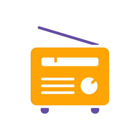 Retro radio vector flat glyph icon. Graph symbol for music and sound web site and apps design, logo, app, UIのイラスト素材