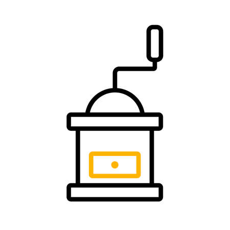 Classic coffee grinder in wooden case vector icon. Kitchen appliance. Graph symbol for cooking web site design, logo, app, UIのイラスト素材
