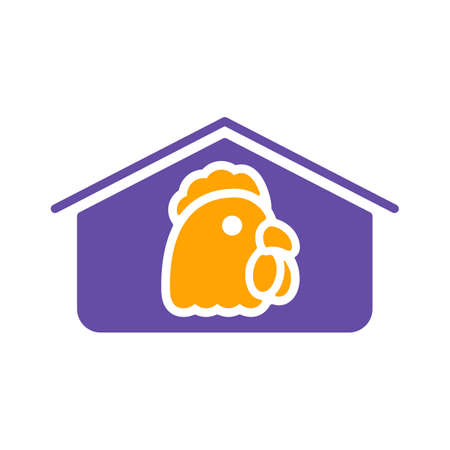 Chicken house glyph icon. Farm animal sign. Graph symbol for your web site design, logo, app, UI. Vector illustrationのイラスト素材