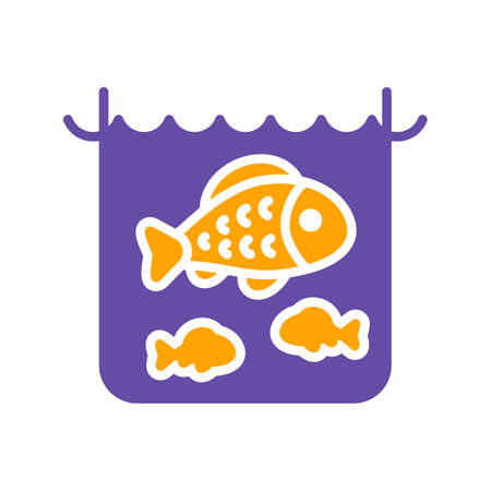 Fish in a pond or aquarium glyph icon. Farm animal sign. Graph symbol for your web site design, logo, app, UI. Vector illustrationのイラスト素材