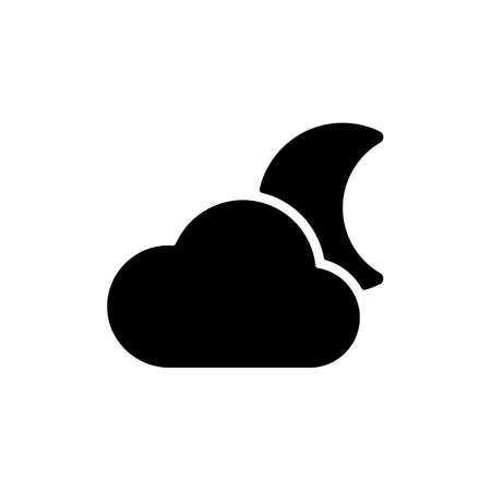 Moon and clouds vector glyph icon. Meteorology sign. Graph symbol for travel, tourism and weather web site and apps design, logo, app, UIのイラスト素材