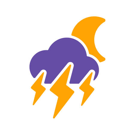 Moon storm cloud vector glyph icon. Rainstorm symbol. Meteorology sign. Graph symbol for travel, tourism and weather web site and apps design, logo, app, UIのイラスト素材