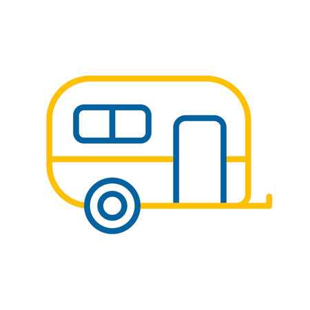 Caravan trailer vector icon. Camping sign. Graph symbol for travel and tourism web site and apps design, logo, app, UIのイラスト素材
