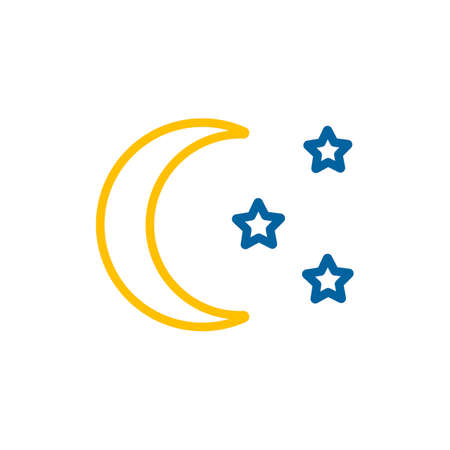 Moon and star vector icon. Camping and Hiking sign. Graph symbol for travel and tourism web site and apps design, logo, app, UIのイラスト素材