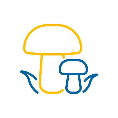 Forest mushrooms with a green grass vector icon. Camping and Hiking sign. Graph symbol for travel and tourism web site and apps design, logo, app, UIのイラスト素材