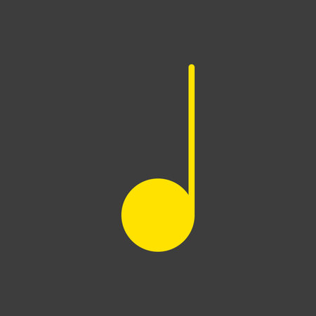 Music note glyph vector icon on dark background. Graph symbol for music and sound web site and apps...