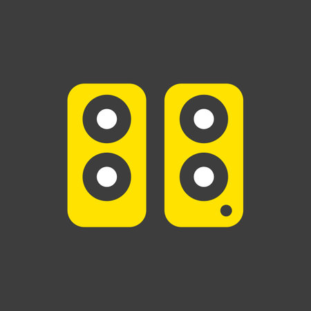 Two acoustic speaker vector glyph icon on dark background. Graph symbol for music and sound web site and apps design, logo, app, UIのイラスト素材