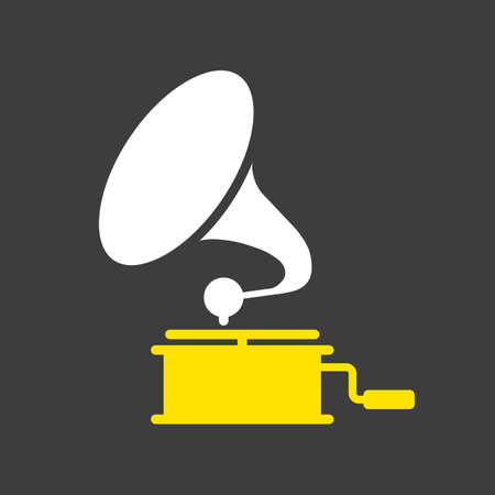Gramophone vector glyph icon on dark background. Music sign. Graph symbol for music and sound web site and apps design, logo, app, UIのイラスト素材