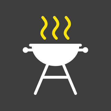 Grill BBQ cookout vector glyph icon on dark background.のイラスト素材