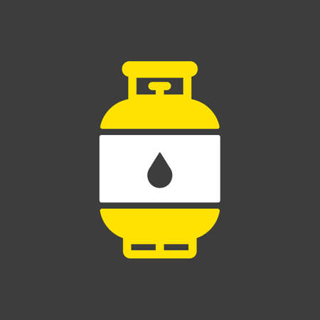 Propane gas cylinder vector glyph icon on dark background. Barbecue and bbq grill sign.のイラスト素材