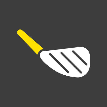 Single piece of chop lamb with bone vector glyph icon food meat on dark background. Barbecue and bbq grill sign. Graph symbol for cooking web site and appsのイラスト素材