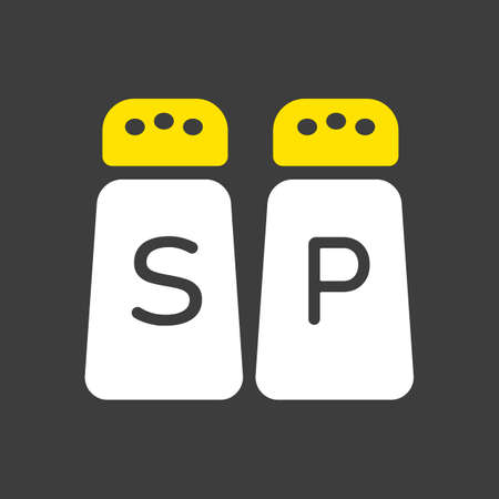Salt and pepper condiment shakers vector glyph icon. Graph symbol for cooking web site design,  app, UIのイラスト素材