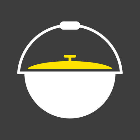 Camping cauldron from metal vector glyph icon. Kitchen appliance. Graph symbol for cooking web site design,  app, UIのイラスト素材