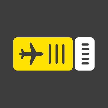 Ticket plane flat vector glyph icon on dark background. Summer sign. Graph symbol for travel and tourism web site and apps design, logo, app, UIのイラスト素材