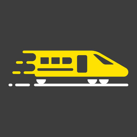 High-speed passenger train flat vector glyph icon on dark background. Graph symbol for travel and tourism web site and apps design, logo, app, UIのイラスト素材