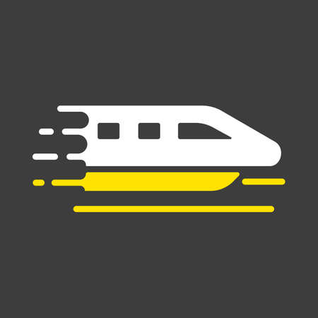 Monorail speed modern train flat vector glyph icon on dark background. Graph symbol for travel and tourism web site and apps design, logo, app, UIのイラスト素材