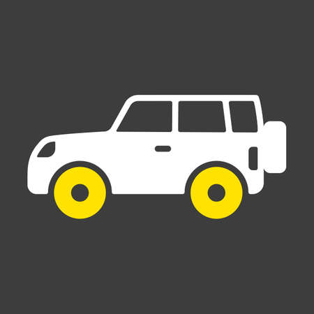 SUV car flat vector glyph icon on dark background. Graph symbol for travel and tourism web site and apps design, logo, app, UIのイラスト素材