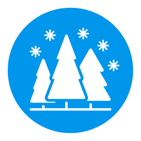 Snow forest vector glyph icon. Winter sign.のイラスト素材