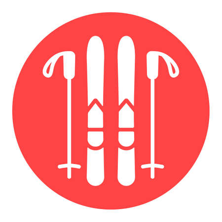 Ski and sticks vector glyph icon. Winter sign.のイラスト素材