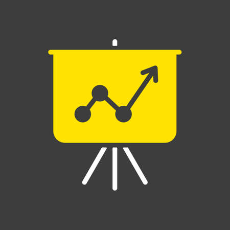 Flip-chart outline glyph icon. Projection screen with a graph. Business sign. Graph symbol for your web site design,  app, UI. Vector illustration.のイラスト素材