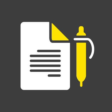 Contract Document With Pencil outline glyph icon. Business sign. Graph symbol for your web site design,  app, UI. Vector illustration.のイラスト素材