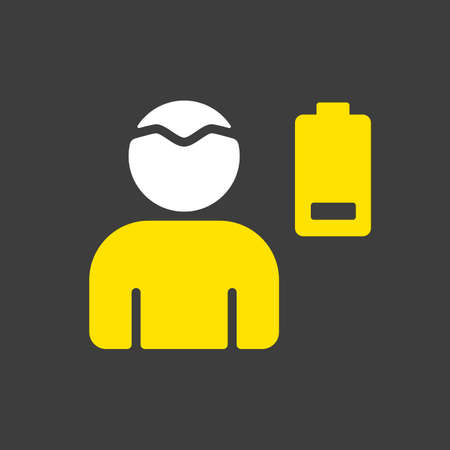 Novel Coronavirus symptoms weakness vector glyph icon. Stress low battery.のイラスト素材